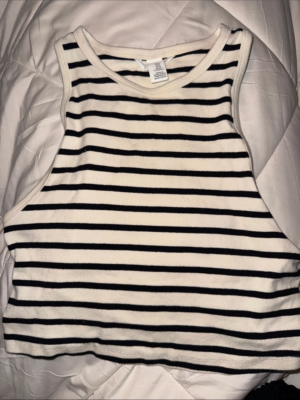 H&M Black & White Striped Cropped Tank